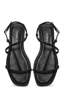 Women's Black Leather Flip-Flop Sandals | Derimod Women's Black Leather Flip-Flop Sandals | Derimod
