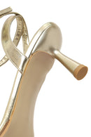 Women's Gold Ankle Buckle Thin Heel Metallic Sandals | Derimod Women's Gold Ankle Buckle Thin Heel Metallic Sandals | Derimod