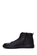 Men's Black Leather High Top Sneaker | Derimod Men's Black Leather High Top Sneaker | Derimod