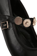 Women's Black Buckle Leather Ballerinas | Derimod Women's Black Buckle Leather Ballerinas | Derimod