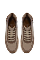 Women's Mink Lace-Up Wedge Heel Leather Sneaker | Derimod Women's Mink Lace-Up Wedge Heel Leather Sneaker | Derimod