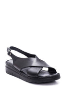 Women's Black Leather Comfort Sandals | Derimod Women's Black Leather Comfort Sandals | Derimod