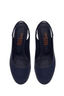 Derimod Flex Woman Navy Blue Backless Thick Short-Heeled Leather Shoes | Derimod Derimod Flex Woman Navy Blue Backless Thick Short-Heeled Leather Shoes | Derimod