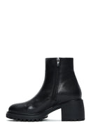 Women's Black Leather Zippered Heeled Boots | Derimod Women's Black Leather Zippered Heeled Boots | Derimod