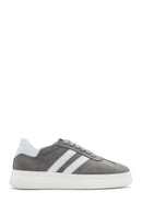 Women's Grey Lace-Up Chunky Sole Suede Leather Sneakers | Derimod Women's Grey Lace-Up Chunky Sole Suede Leather Sneakers | Derimod