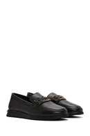 Women's Black Buckled Leather Comfort Loafer | Derimod Women's Black Buckled Leather Comfort Loafer | Derimod