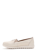 Women's Cream Leather Comfort Loafer | Derimod Women's Cream Leather Comfort Loafer | Derimod