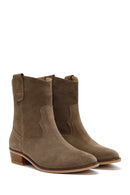 Women's Mink Suede Leather Cowboy Boots | Derimod Women's Mink Suede Leather Cowboy Boots | Derimod