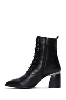 Women's Black Zippered Thick Heeled Leather Boots | Derimod Women's Black Zippered Thick Heeled Leather Boots | Derimod