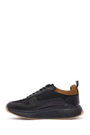 Erkek Siyah Bağcıklı Deri Sneaker | Derimod Erkek Siyah Bağcıklı Deri Sneaker | Derimod