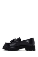 Women's Black Tassel Leather Masculine Loafer | Derimod Women's Black Tassel Leather Masculine Loafer | Derimod
