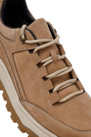 Men's Beige Lace-Up Thick-Soled Nubuck Leather Casual Sneaker | Derimod Men's Beige Lace-Up Thick-Soled Nubuck Leather Casual Sneaker | Derimod