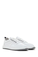 Men's White Lace-up Leather Sneaker | Derimod Men's White Lace-up Leather Sneaker | Derimod