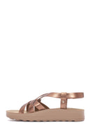 Women's Bronze Thick-Soled Metallic Sandals | Derimod Women's Bronze Thick-Soled Metallic Sandals | Derimod