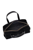 Woman Black Long-Strap Suede Shoulder Bag | Derimod Woman Black Long-Strap Suede Shoulder Bag | Derimod