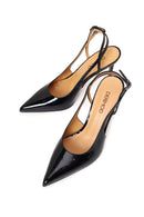 Woman Black Backless High Thin-Heeled Patent Leather Leather Shoes | Derimod Woman Black Backless High Thin-Heeled Patent Leather Leather Shoes | Derimod