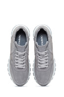 Women's Anthracite Suede Leather Sneaker | Derimod Women's Anthracite Suede Leather Sneaker | Derimod