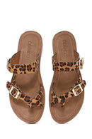 Women's Leopard Patterned Suede Flip Flops | Derimod Women's Leopard Patterned Suede Flip Flops | Derimod