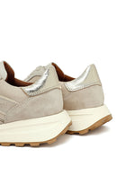Kadın Bej Bağcıklı Kalın Tabanlı Deri Sneaker | Derimod Kadın Bej Bağcıklı Kalın Tabanlı Deri Sneaker | Derimod