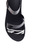 Women's Black Patterned Sandals | Derimod Women's Black Patterned Sandals | Derimod