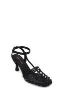Woman Black Ankle-Buckle Open-Back Stiletto High Heel | Derimod Woman Black Ankle-Buckle Open-Back Stiletto High Heel | Derimod