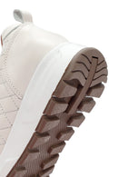 Women's Beige Leather Quilted Sneaker | Derimod Women's Beige Leather Quilted Sneaker | Derimod