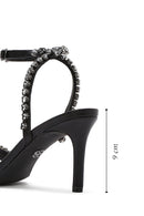 Women's Black Ankle Buckle Stoned Thin Heel Sandals | Derimod Women's Black Ankle Buckle Stoned Thin Heel Sandals | Derimod