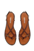 Women's Brown Buckle Thong Leather Bodrum Sandals | Derimod Women's Brown Buckle Thong Leather Bodrum Sandals | Derimod