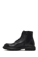 Men's Black Lace-Up Zipper Leather Casual Boot | Derimod Men's Black Lace-Up Zipper Leather Casual Boot | Derimod