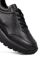 Erkek Siyah Bağcıklı Kalın Tabanlı Deri Sneaker | Derimod Erkek Siyah Bağcıklı Kalın Tabanlı Deri Sneaker | Derimod