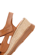 Women's Tan Thick Soled Leather Comfort Sandals with Ankle Strap | Derimod Women's Tan Thick Soled Leather Comfort Sandals with Ankle Strap | Derimod