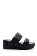 Women's Wedge Heeled Straw Slippers | Derimod Women's Wedge Heeled Straw Slippers | Derimod