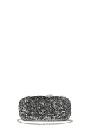 Woman Silver Chain Strap Sequin Mini Box Evening Bag | Derimod Woman Silver Chain Strap Sequin Mini Box Evening Bag | Derimod