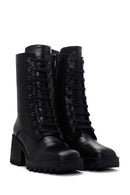 Women's Black Heeled Zippered Classic Leather Boots | Derimod Women's Black Heeled Zippered Classic Leather Boots | Derimod