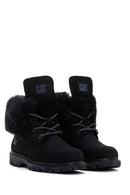 Caterpillar Women's Black Utah Fur Nubuck Leather Lace-up Boots | Derimod Caterpillar Women's Black Utah Fur Nubuck Leather Lace-up Boots | Derimod