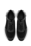 Erkek Siyah Kalın Tabanlı Bağcıklı Süet Deri Sneaker | Derimod Erkek Siyah Kalın Tabanlı Bağcıklı Süet Deri Sneaker | Derimod
