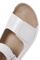 Women's White Ankle Strap Leather Comfort Sandals | Derimod Women's White Ankle Strap Leather Comfort Sandals | Derimod