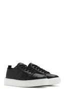 Erkek Siyah Bağcıklı Kalın Tabanlı Deri Sneaker | Derimod Erkek Siyah Bağcıklı Kalın Tabanlı Deri Sneaker | Derimod