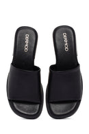 Women's Black Casual Leather Slippers | Derimod Women's Black Casual Leather Slippers | Derimod