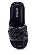 Women's Leather Knit Detailed Slippers | Derimod Women's Leather Knit Detailed Slippers | Derimod