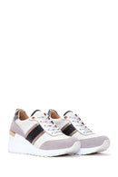 Women's Beige Leather Wedge Heeled Sneaker | Derimod Women's Beige Leather Wedge Heeled Sneaker | Derimod
