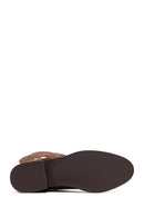 Woman Brown Zippered Low Heel Suede Leather Boot | Derimod Woman Brown Zippered Low Heel Suede Leather Boot | Derimod
