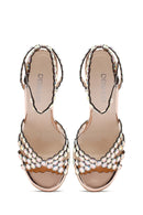 Women's Gold Stone High Thin Heel Sandals | Derimod Women's Gold Stone High Thin Heel Sandals | Derimod
