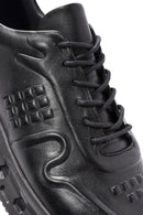 Erkek Siyah Bağcıklı Deri Sneaker | Derimod Erkek Siyah Bağcıklı Deri Sneaker | Derimod