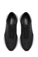Erkek Siyah Bağcıklı Kalın Tabanlı Deri Sneaker | Derimod Erkek Siyah Bağcıklı Kalın Tabanlı Deri Sneaker | Derimod