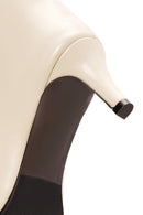 Women's Cream Thin Heel Leather Boots | Derimod Women's Cream Thin Heel Leather Boots | Derimod