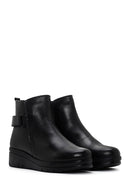 Women's Black Strappy Leather Comfort Boots | Derimod Women's Black Strappy Leather Comfort Boots | Derimod