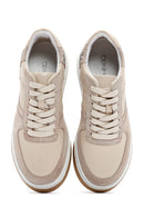 Women's Beige Suede Leather Detailed Sneaker | Derimod Women's Beige Suede Leather Detailed Sneaker | Derimod