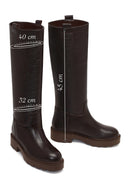 Women's Brown Thick-Soled Leather Boot | Derimod Women's Brown Thick-Soled Leather Boot | Derimod