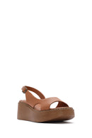 Women's Brown Thick Soled Leather Comfort Sandals | Derimod Women's Brown Thick Soled Leather Comfort Sandals | Derimod